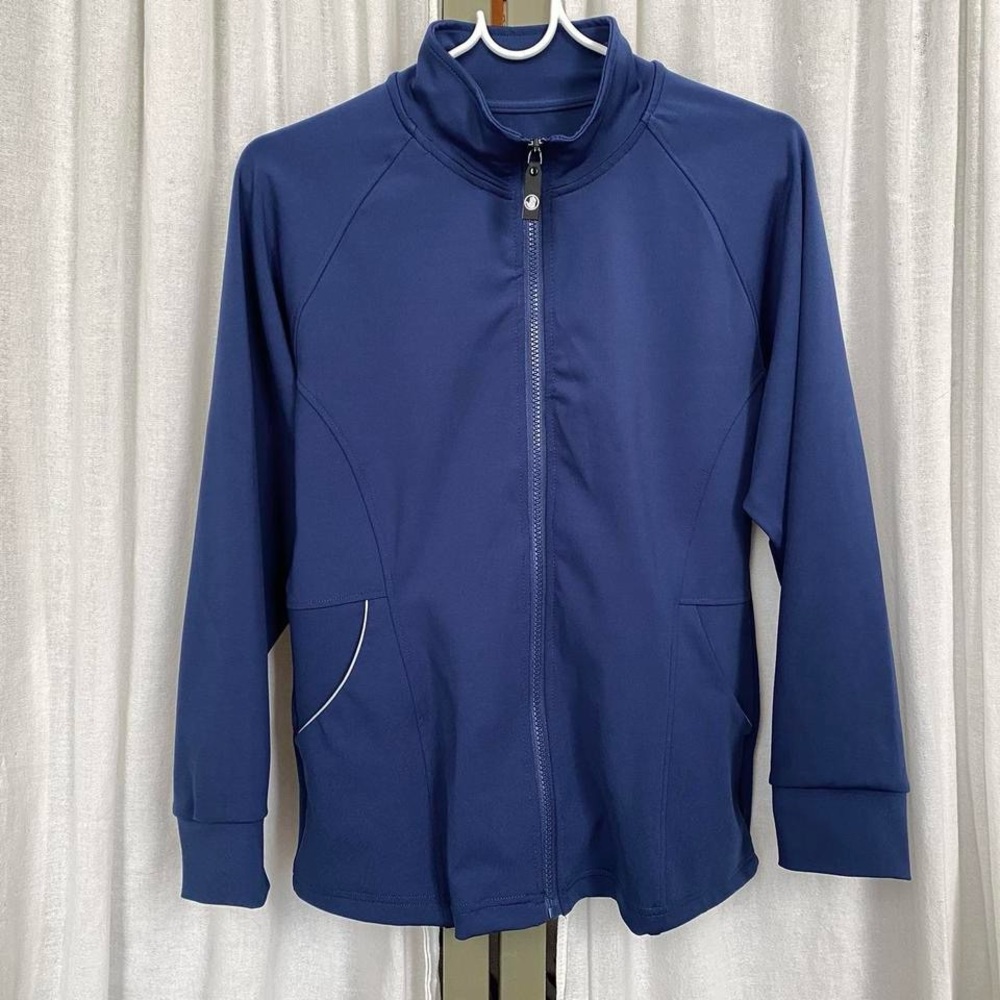 blue athletic zip up
